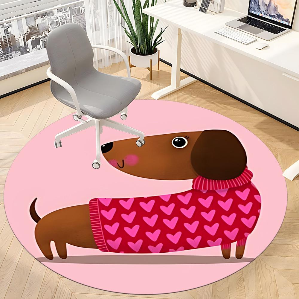 1pc Dachshund Heart Chair Carpet for Office - Durable, Ideal for Chair Mats, Stylish & Functional Decorative Rug Yy260203010
