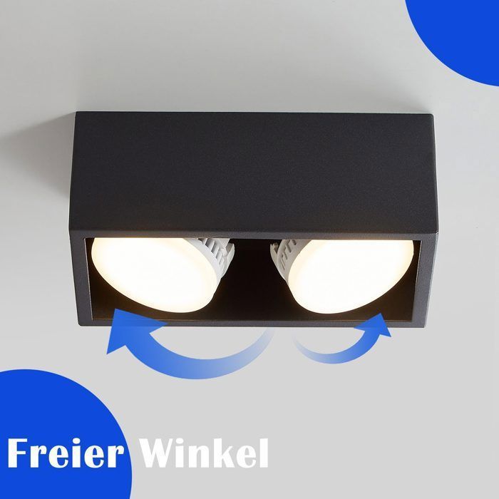 Spots de plafond - NETTLIFE - Spot en saillie carré 2xGX53 - Noir - Métal - LED 2x5W
