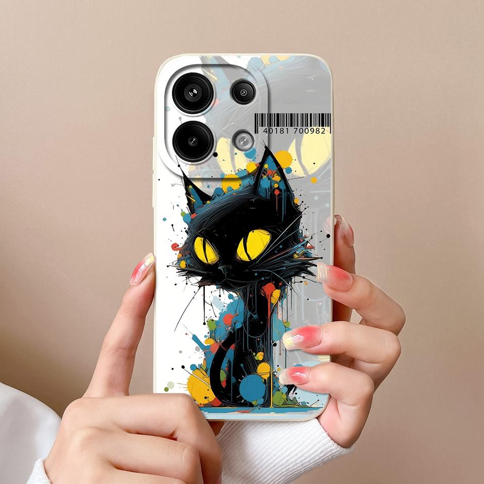 For Xiaomi Poco M6 Pro 4G 5G Casing Fashion Black Coconut Tree Liquid Silicone Soft TPU Cover For XiaomiPocoM6 M6Pro 4G 5G Funda