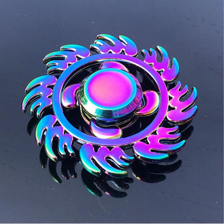 Colorful Zinc Alloy Fidget Spinner: Black Tech Stress-Relief Toy for Students and Kids.