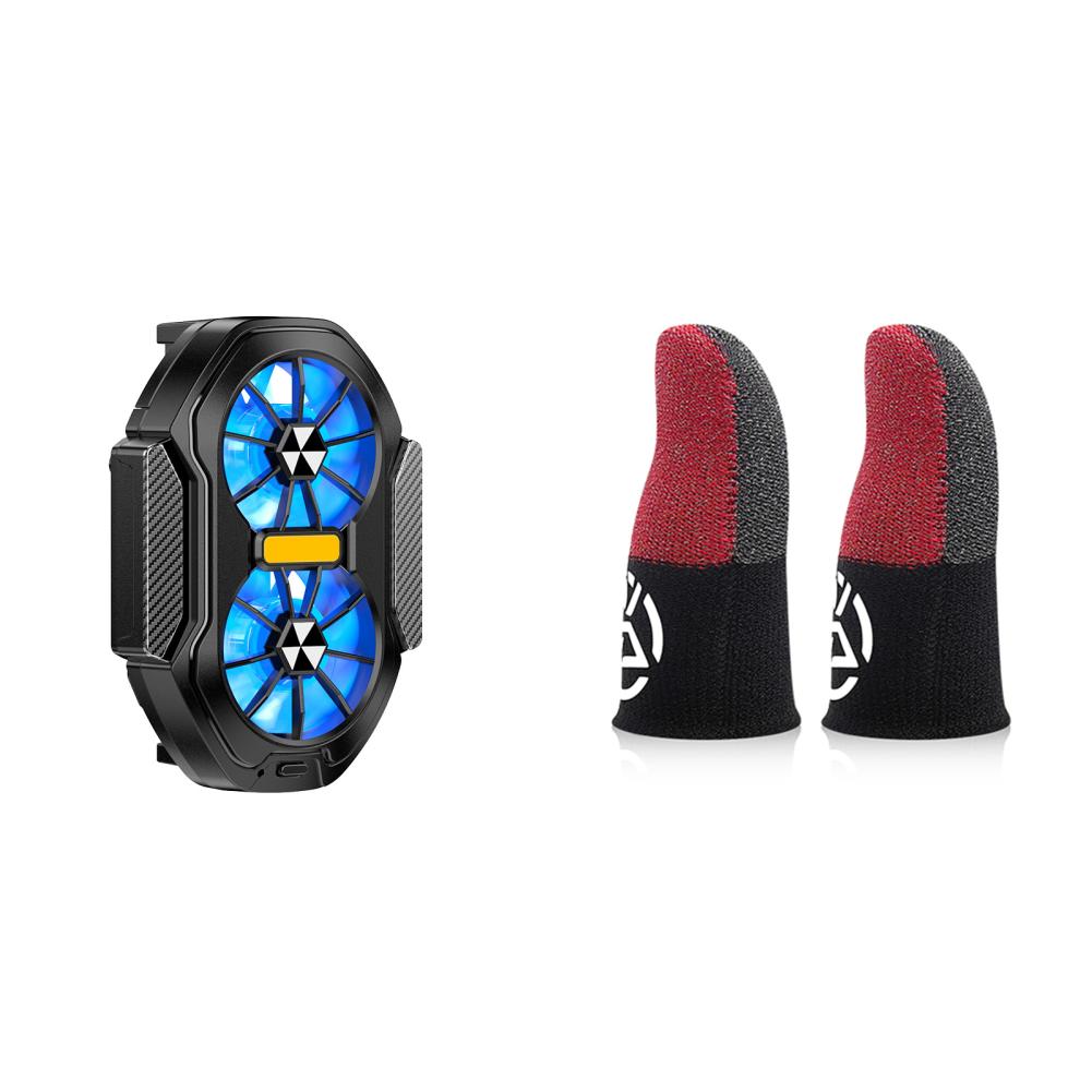 FS01 Dual Fan Plug-in/Rechargeable Mobile Phone Cooler Radiator Long Lasting Stronger Cooling Air Cooling Clip design with Blue