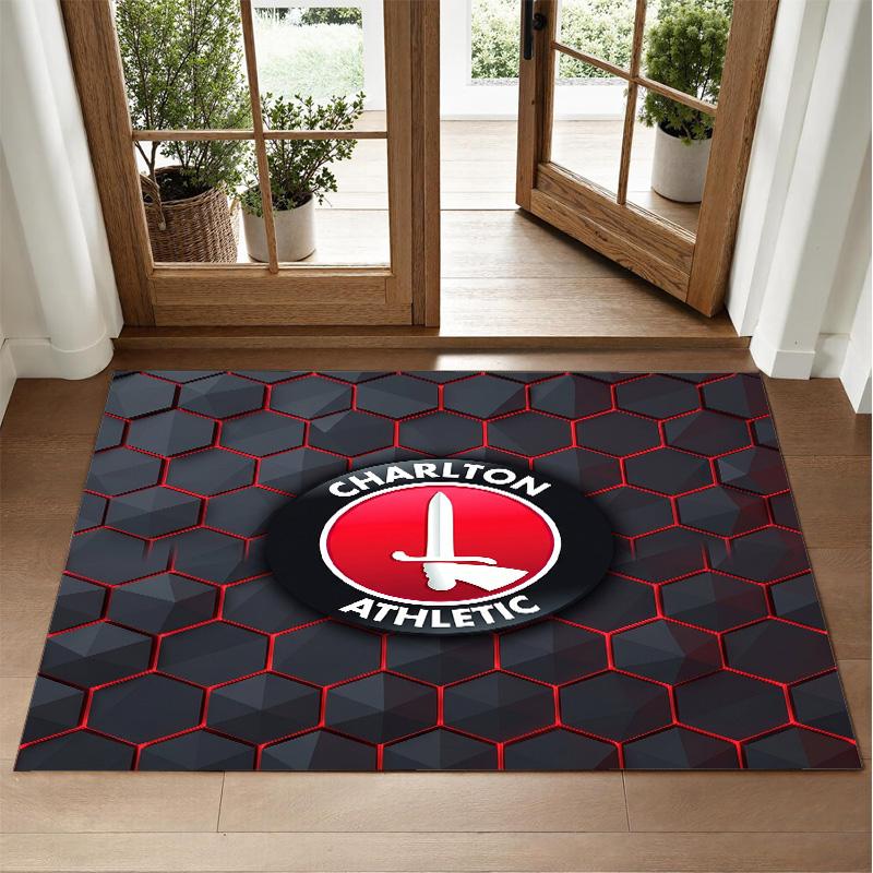 Charlton Athletic FC Design Crystal Velvet Rug Soft Decorative Mat for Bedroom Entrance