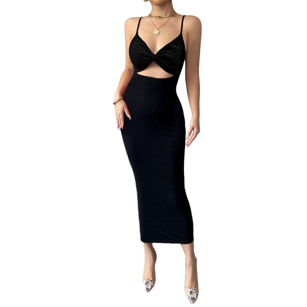Women's celebrity style dress summer sleeveless suspender sexy temperament hip-wrapped dress