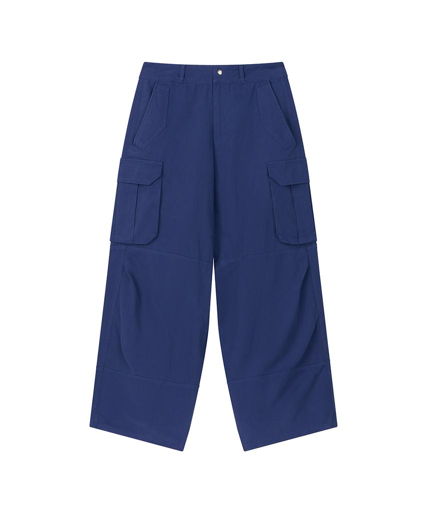 Lotaib Washed Cargo Cotton Pants - Blue