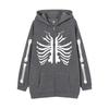 2022 Cross-border Gothic Zipper Sweater Skull Skeleton Printed Cardigan Jacket European and American Street Tide Large Size Hoodie