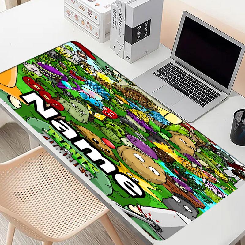 Custom Name Personalized Plants vs. Zombies Pattern Mousepad, Laptop PC Desk Mat, Decorative Desk Mat for Home Keyboard Pad Gift