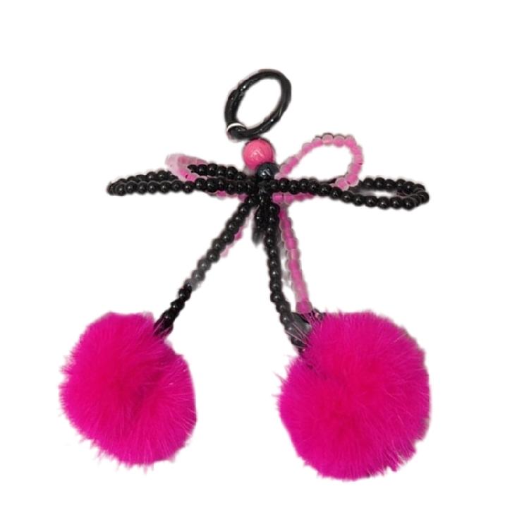 Bowknot Plush Ball Pendants Y2K Phone Charm Straps Lanyard Purse Accessories