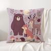 Cartoon Animals Cushion Cover Linen Organic Fabric DoubleSided Printing Sofa Breathable Home Decor Gift Pillow Case