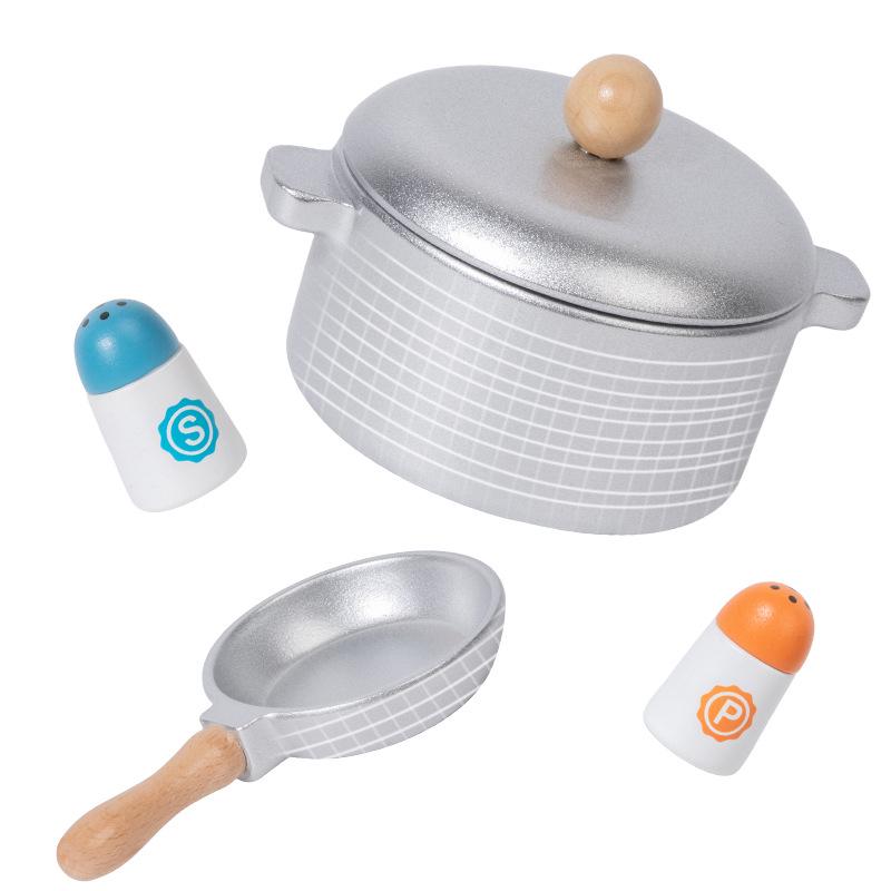 European Style Wooden Kitchen Stove Playset: Colorful Pretend Cooking Toys for Kids and Parents