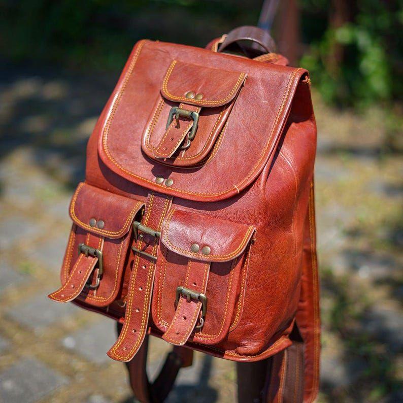 Leather Mini Backpack, Travel Backpack, Brown Leather Laptop Bag, Gift for Him Her, Handmade Unisex Daypack, Back to School