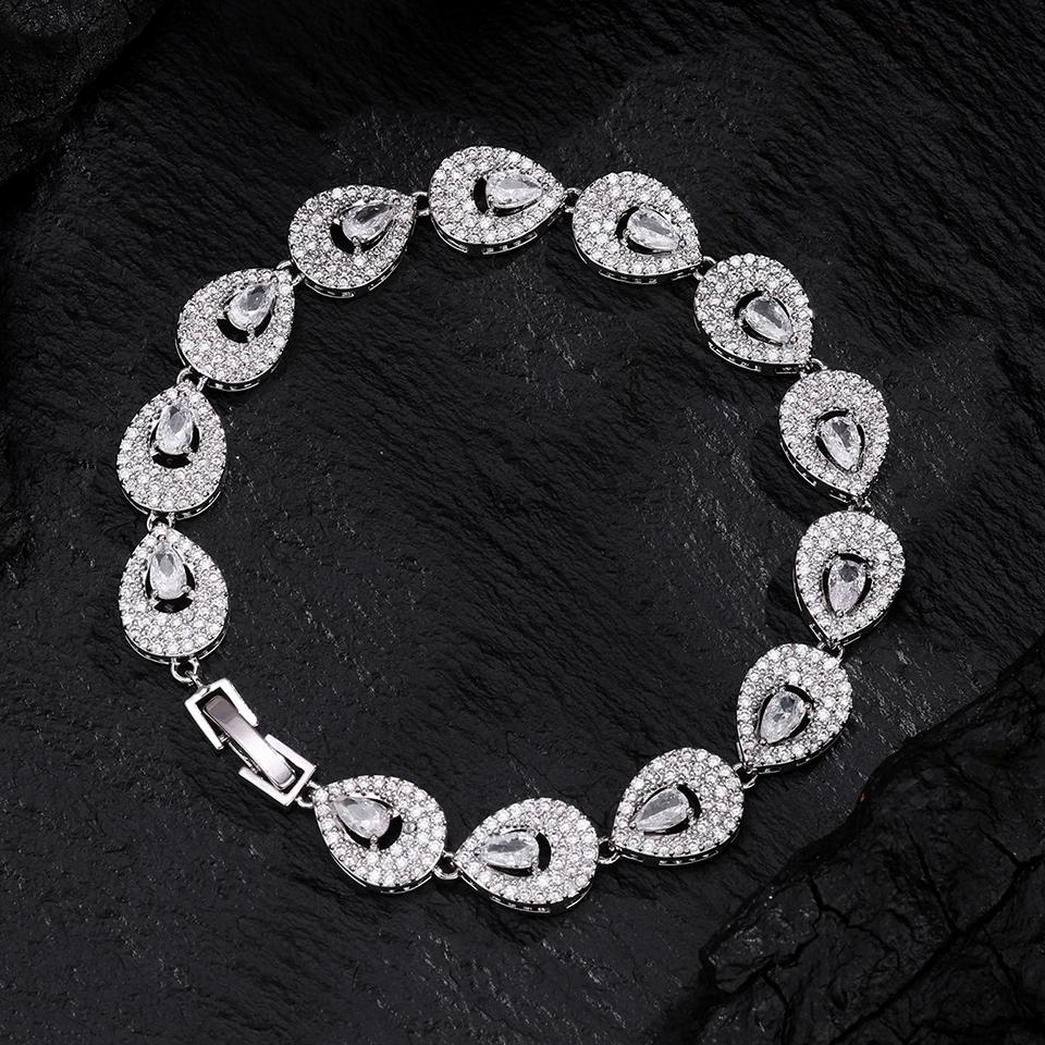 ZAKOL Classic Geometric Water Drop CZ Bracelet for Women Bridal Gorgeous Buling Zircon Party Wedding Jewelry