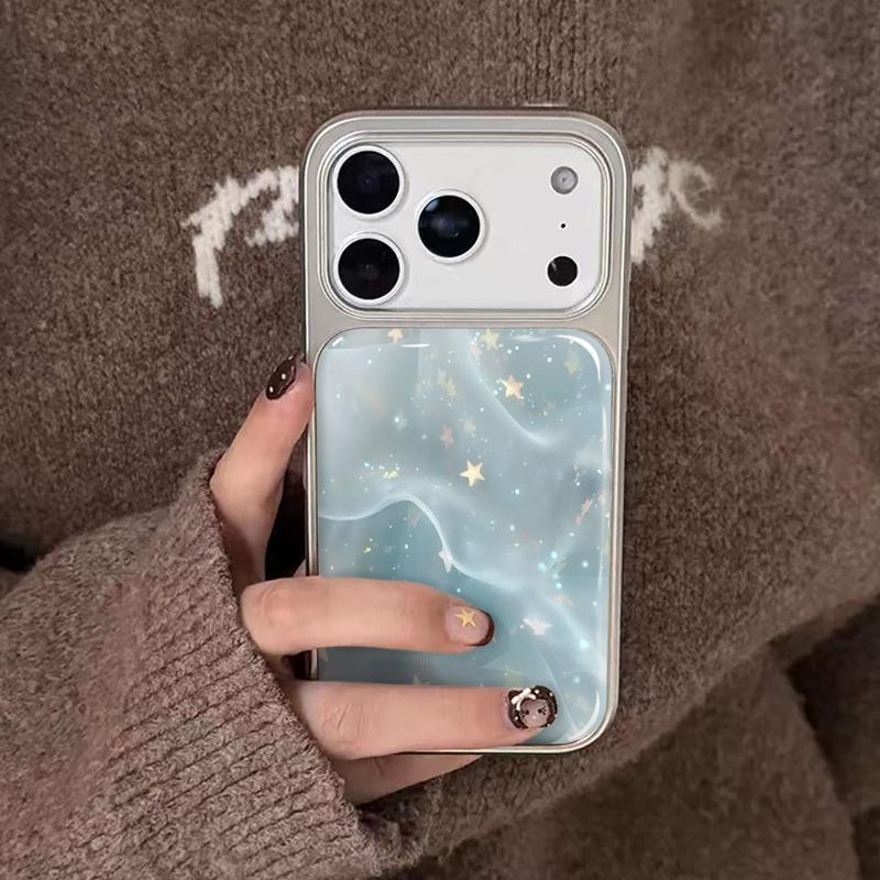 Golden star pattern phone case suitable for iPhone 17 16 15 14 13 12 11 Pro/Max/Plus anti drop and shockproof back cover