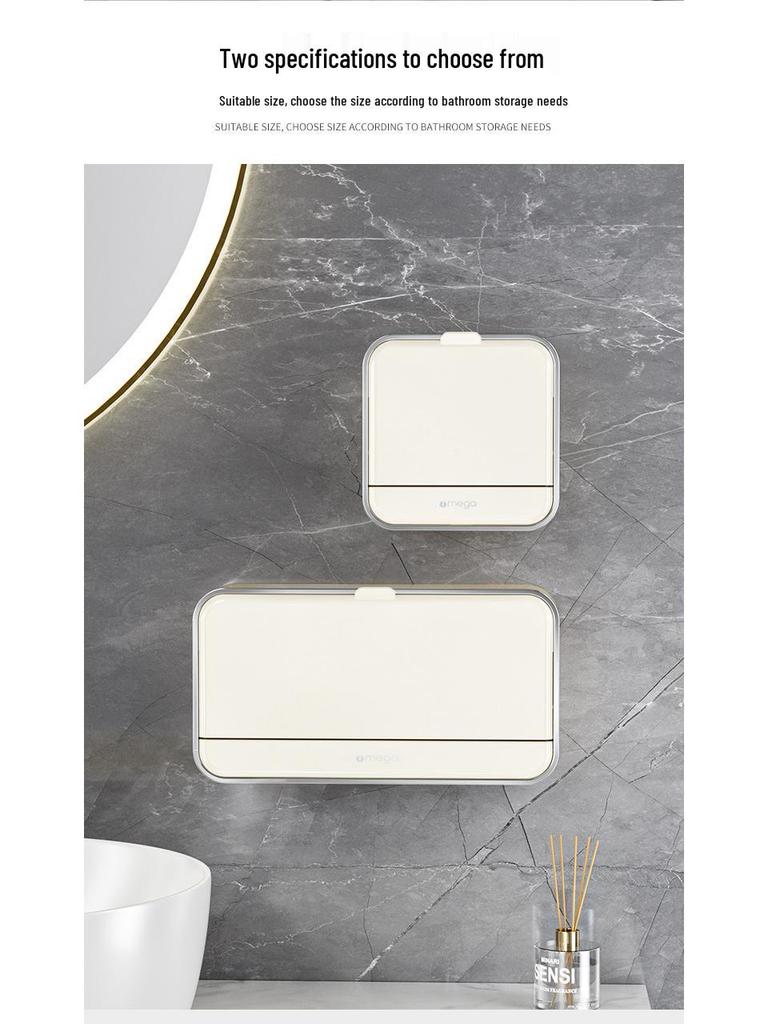 Punch-Free Wall-Mounted Soap Dish with Lid and Drainage
