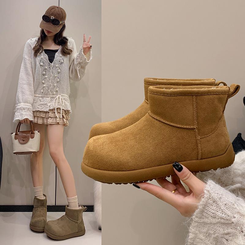 thick-soled snow boots women's new winter versatile velvet thickened warm cotton shoes big head bread short boots