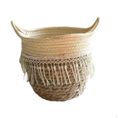 Aufbewahrungskorb gewebt Pflanze Blumentopf Housewarminggeschenk Mehrzweck-Blumentopf handgewebt