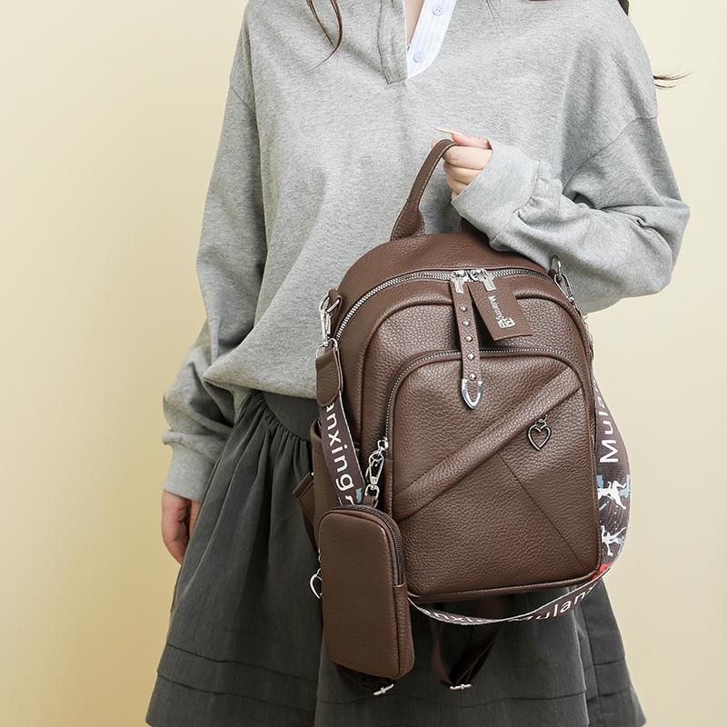 Large Capacity Soft Leather Backpack Women's Multifunctional Shoulder Bag