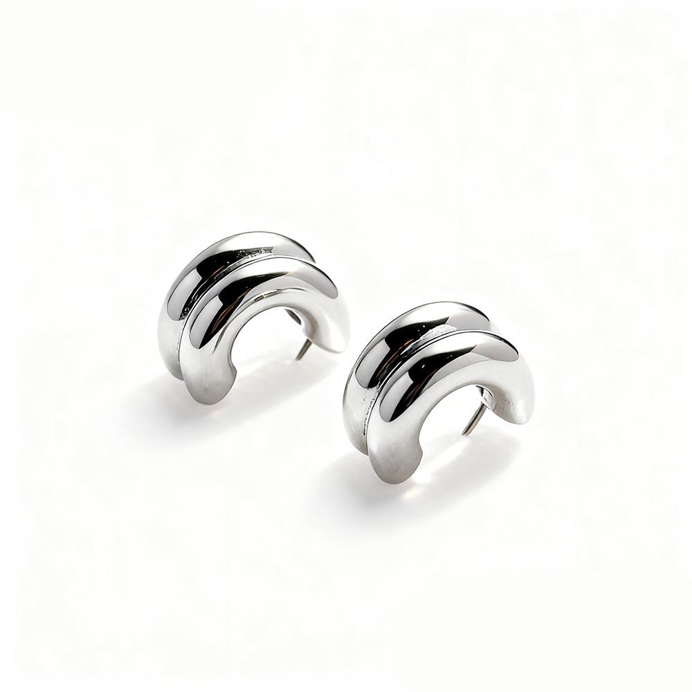 YF3354 Waterproof Non Tarnish Jewelry 18K Gold Plated High Polished Stainless Steel Double Layer CC Earring for Women