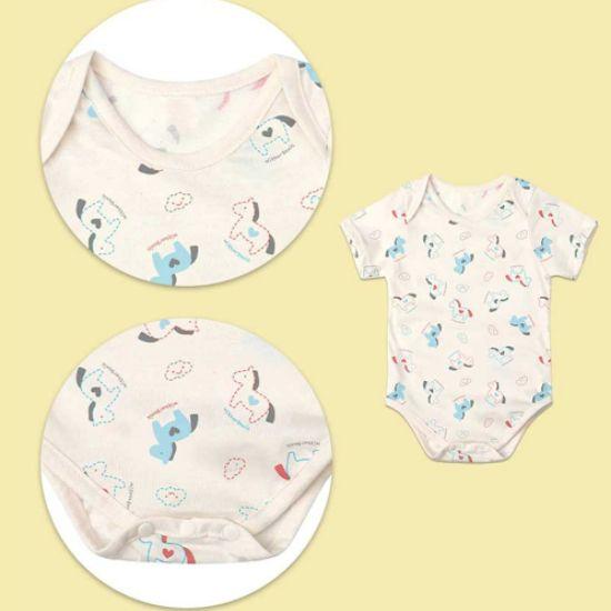 Withorganic Organic Cotton Newborn Bodysuit 2-Piece Set - Cloud Heart Horse + Momo's Forest