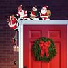Vánoční dekorace Kreslený 3D Santa Claus Dřevěná ozdoba Rohová dekorace na zárubeň