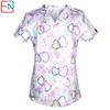 Hennar Women Scrub Top   Uniforms V-Neck Short Sleeve S-5XL Hospital Clinical scrubScrubs Top
