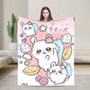 Cute Chiikawa Racco Blanket Fleece Printed Usagi Hachiware Breathable Soft Throw Blankets for Sofa