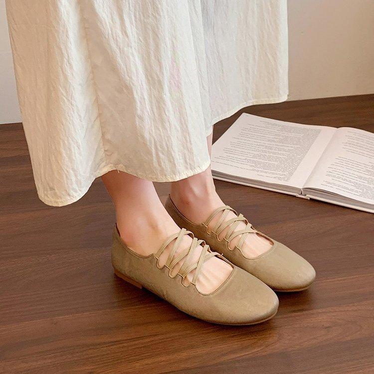 Mary Jane shoes cross strap single shoes flats soft-soled ballet shoes 35