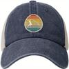 Retro Pole Vault Outdoor Adjustable Washed Denim Mesh Hat Denim Baseball Cap Cowboy Hat
