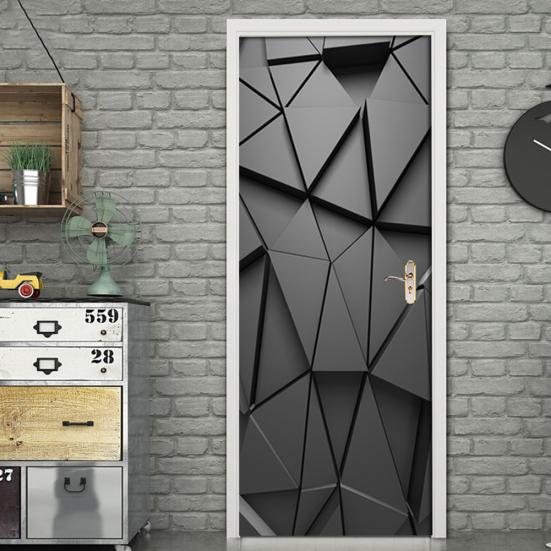3D Geometric Waterproof PVC Door Wall Sticker Home Living Room Art Decor Decal