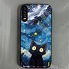 Case for Vivo Y17 Y15 2020 Y12 Y11 Anime Black Cat Starry Cloud Print Phone Cover Acrylic Hard Back Shell With Flexible TPU Edge