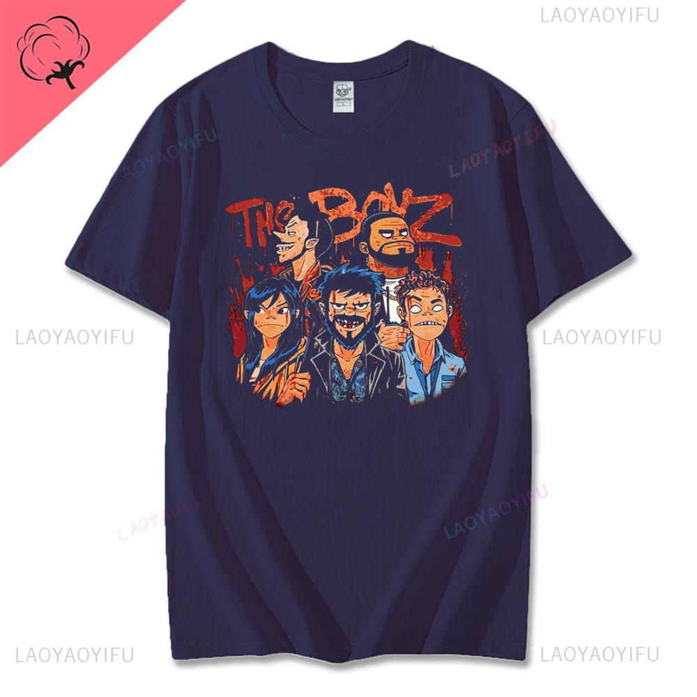 Vintage Music Band Gorillaz PUNK ROCK Printed T Shirt Men Women Summer 90s Oneck Cotton Short Sleeve Tshirts Y2K Clothing Tee