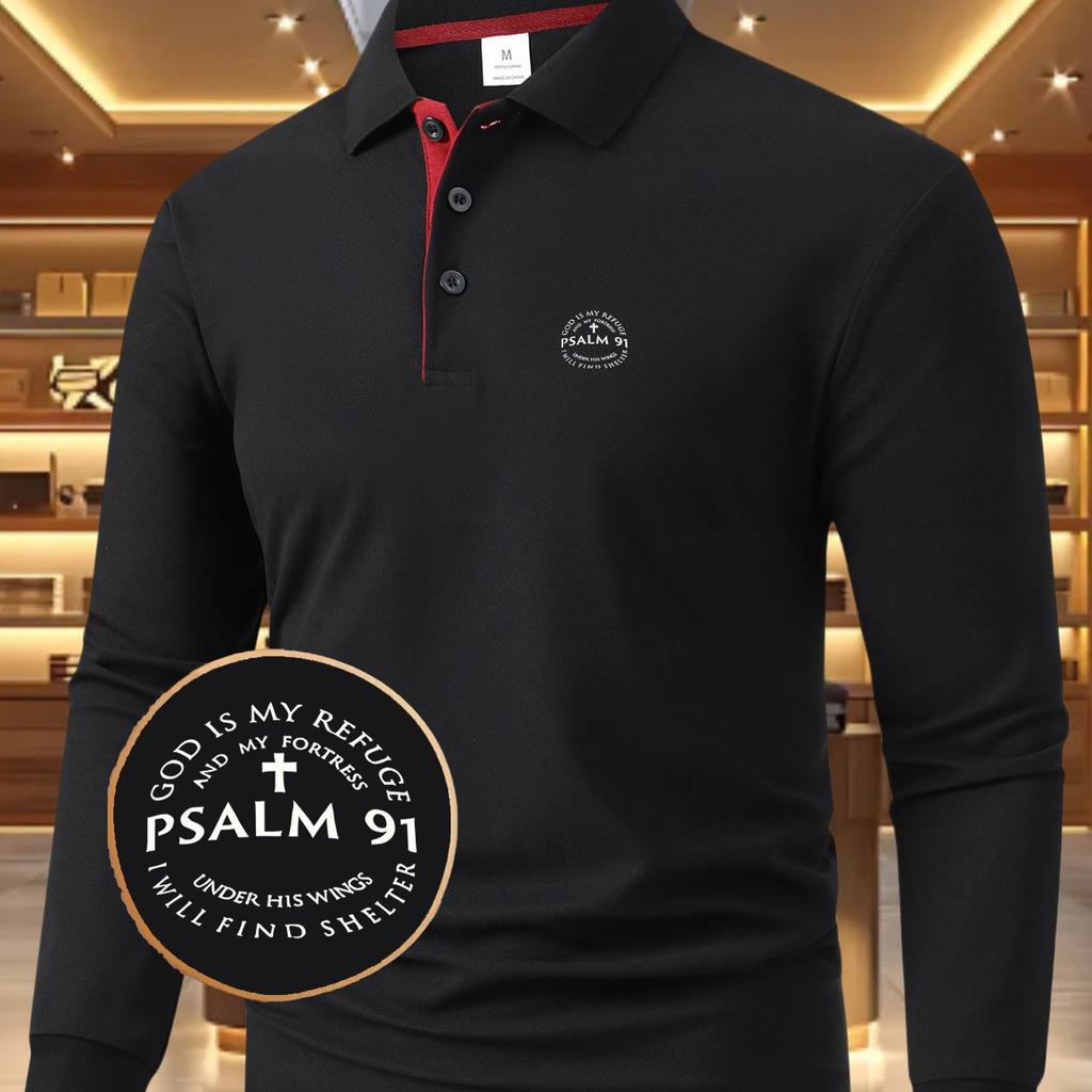 T-shirt Estiva Casual da Uomo a Manica Lunga Stampata - Top Elegante e Versatile, Design Geometrico, Polo da Golf Leggera