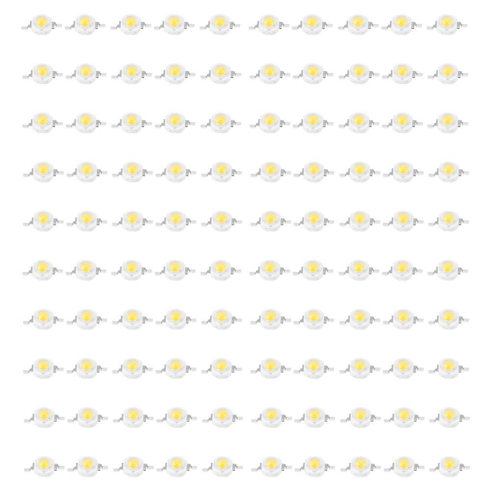 100pcs 1W High Power LED Beads 350mA 100-110lm SMD LED Chips Aluminum Base 3.2V-3.4V LED Light Emitting Diodes