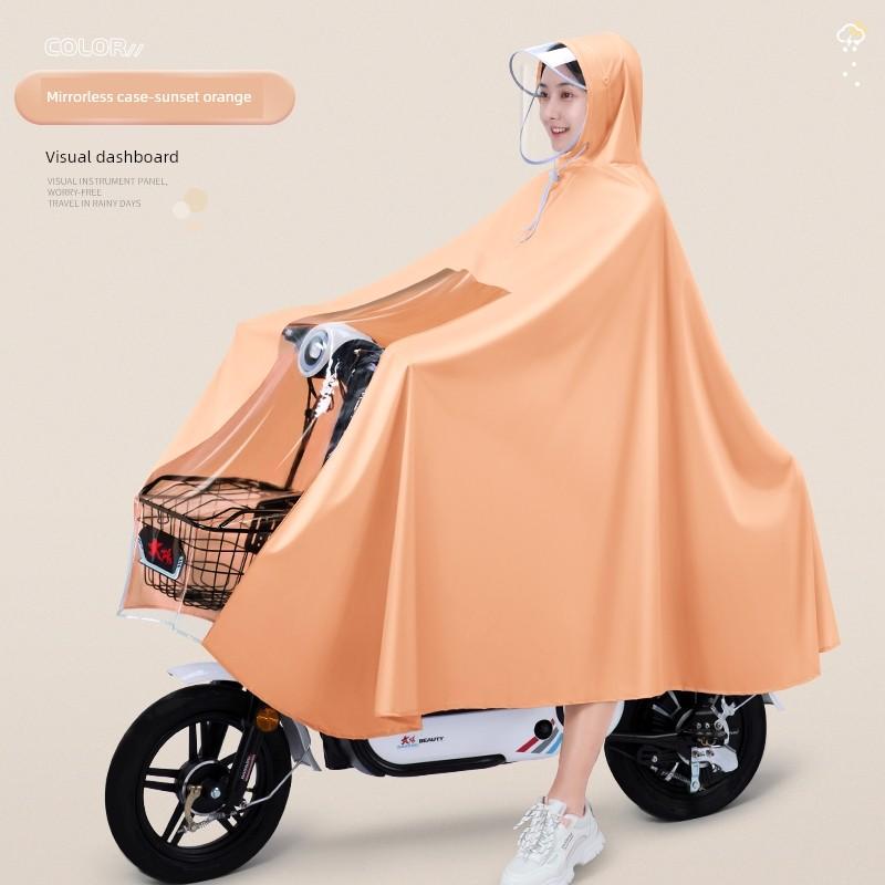 Fashionable Electric Scooter Raincoat, New Long Version for Single or Double Riders, Full-Body Storm-Proof Riding Poncho