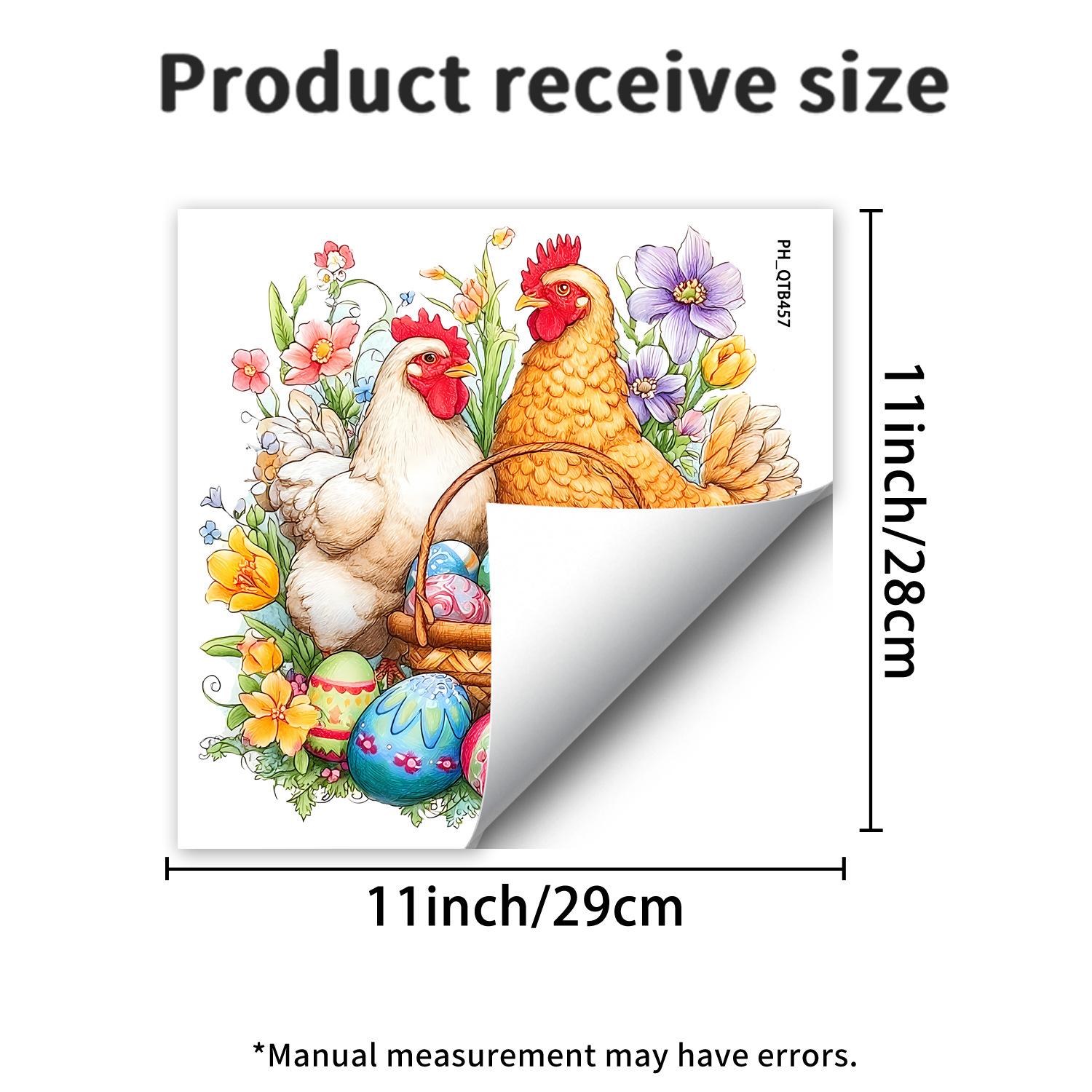 

Easter-themed Wall Stickers Featuring Roosters, Hens, Easter Eggs and Flowers for The Bedroom and Living Room.