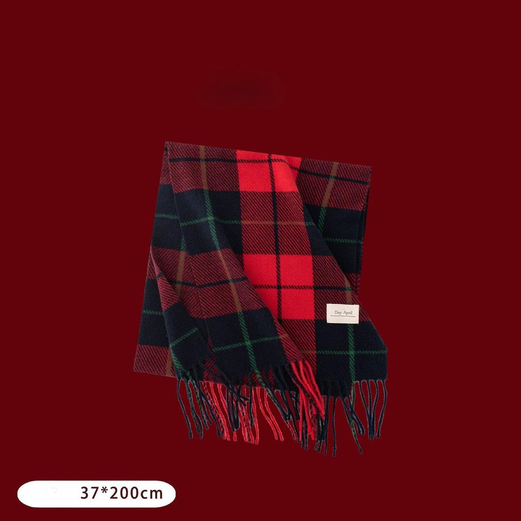 Cashmere feel autumn and winter new year plaid scarf atmosphere women's imitation cashmere ankela red scarf shawl