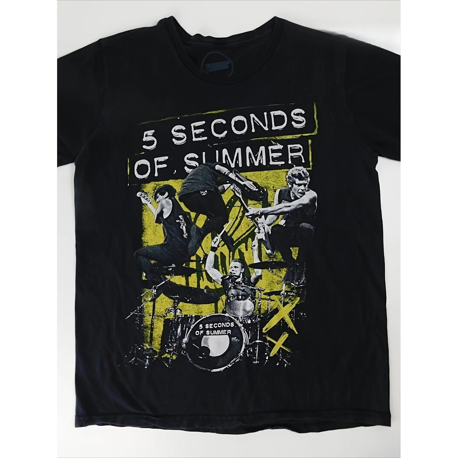 

Printed T-shirt Black 5-second Summer Band Printed Text Music Concert Tour Fan Gift Men s and Women s Casual T-shirt XXXXXL чорний