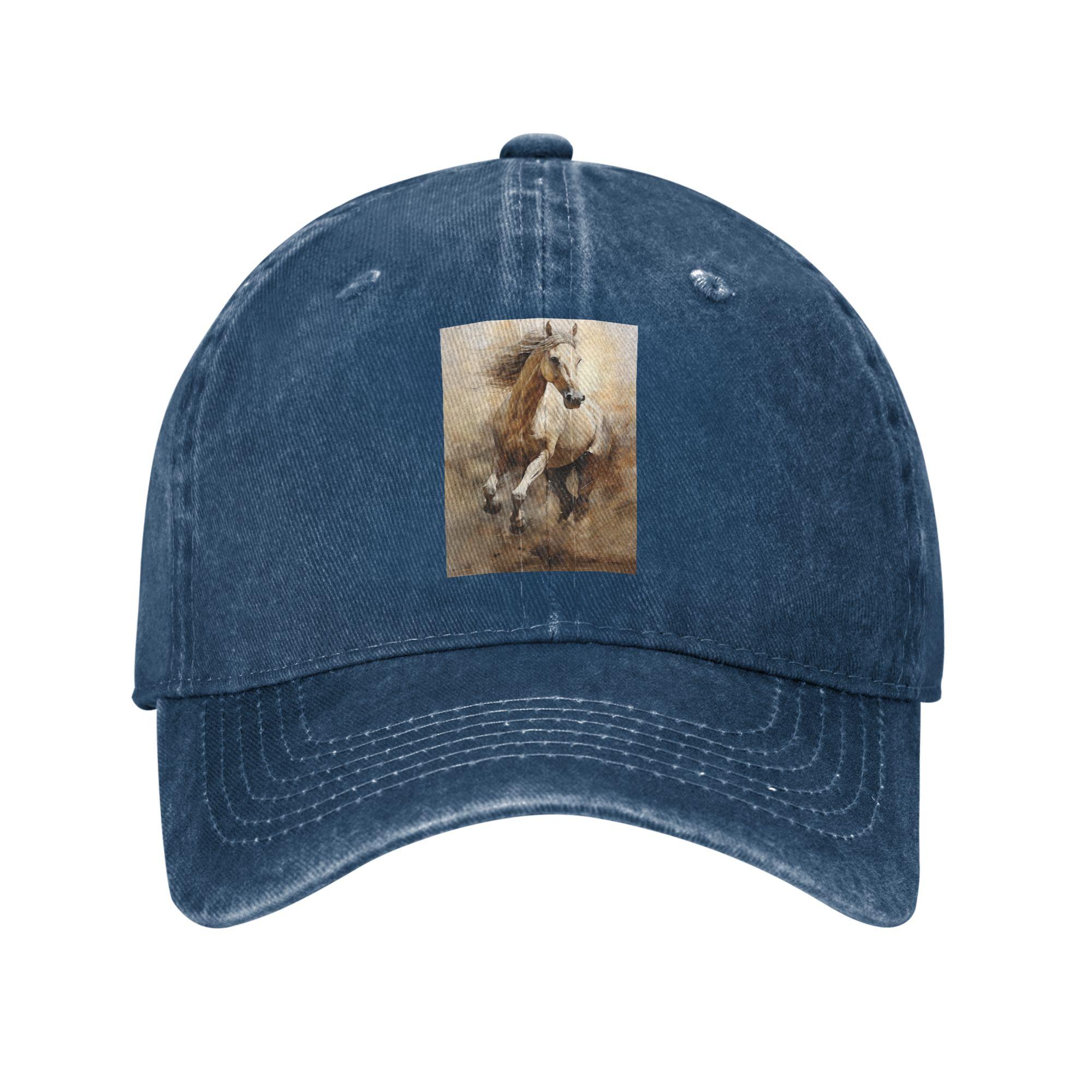 

Horse Galloping In The Desert Illustration Denim Cap Casual Baseball Caps Adjustable Hat Summer Unisex Baseball Hats One Size