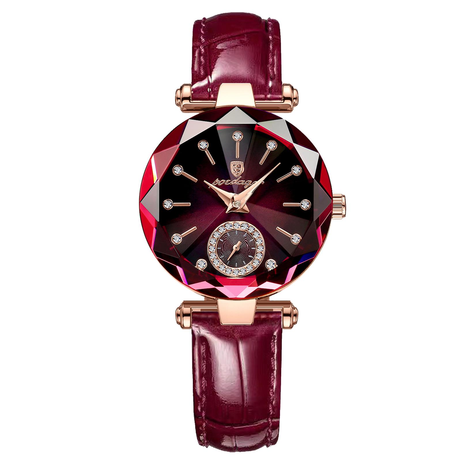 719 Watch for Women Luxury Rose Gold Stainless Steel Quartz Wristwatch Waterproof Fashion Korean Version Ladies Watches 719 Purple L