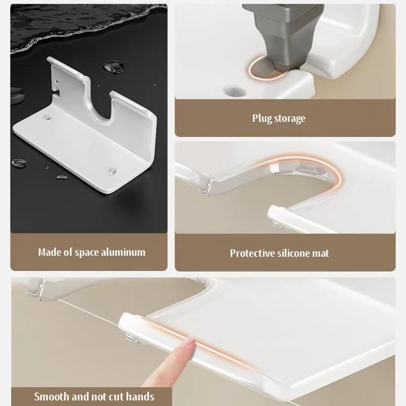 Föhnhalter Wandmontierter Föhnhalter Glätteisenständer Föhn Organizer WC Fönhalter Ablage Badezimmerregale