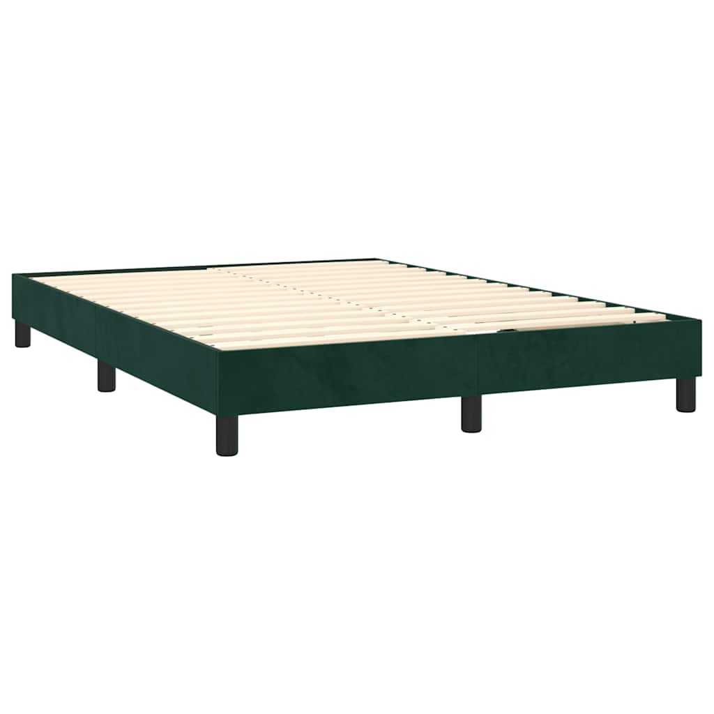 Box Spring Bed with Mattress Dark Green 140 x 190 cm Velvet