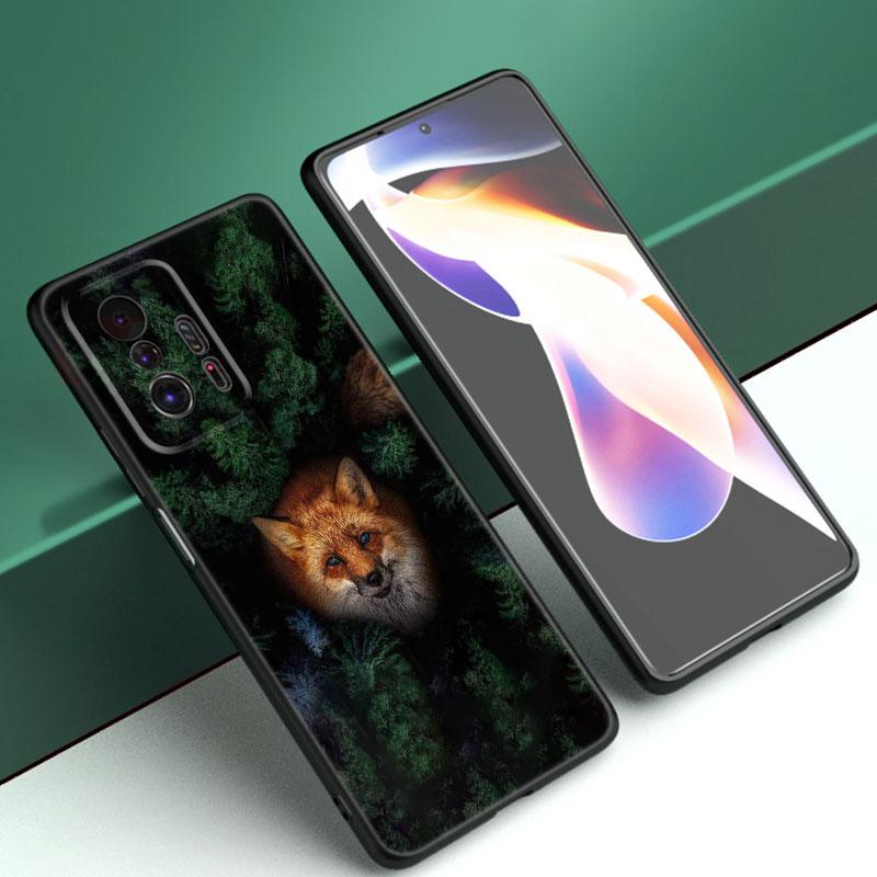 Animal Fox Wolf Flowers Phone Case For Xiaomi Mi A2 8 9 SE Note 10 10T 11 12 Lite 9T 11T 12S 12T Pro A3 6X 12X TPU Black Cover