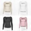 Sexy Mesh Long Sleeve T Shirt With Ribbed Cotton Fabric For Women