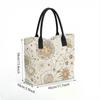  Boho Celestial Print Canvas Tote Bag Casual Large Capacity Women Daily Shoulder Handbag