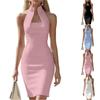 Fashionable Women's High Neck Sleeveless Slim Fit Dress