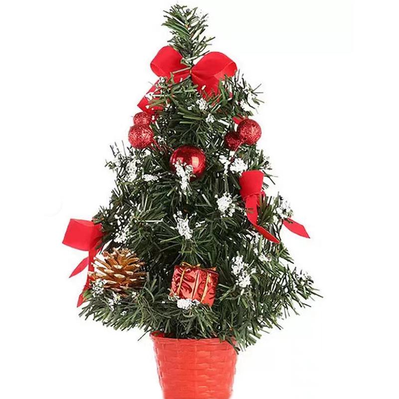 Mini Artificial Christmas Tree with Lights: 30cm/40cm Tabletop Decoration with Ornaments