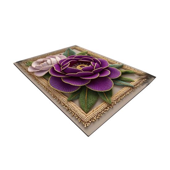 Bodenmatte 3D Blumenmuster Badezimmerteppich Hochsaugfähig Schnelltrocknend Rutschfeste Gummiunterseite Küche Dusche Waschküche Fußmatte