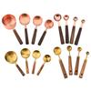 Gold-Plated Stainless Steel Measuring Cups & Spoons Set with Acacia Wood Handles – 8 Pieces