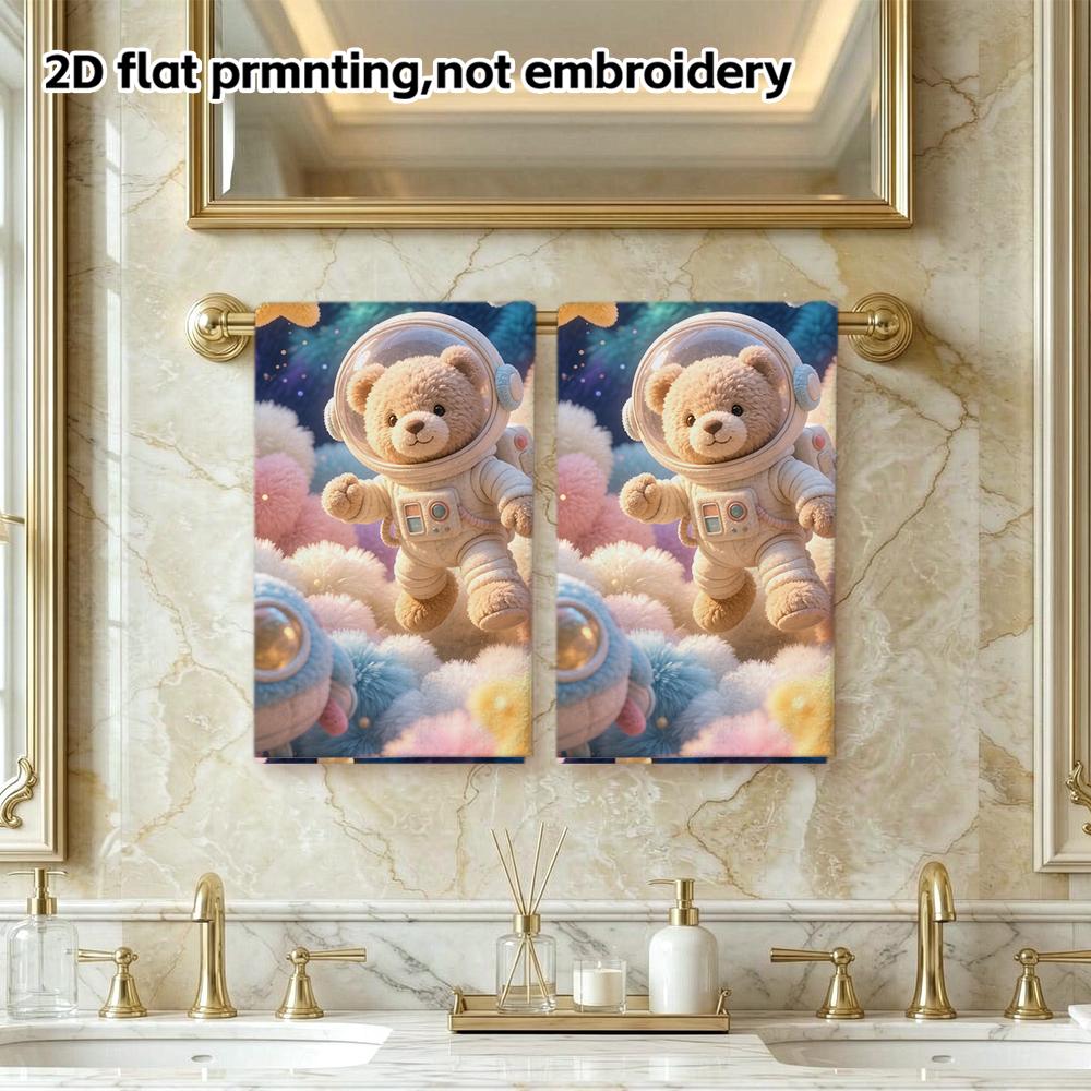 Space Astronaut Bear Towel, Quick Dry Absorbent Bath Towel, Fluffy Kids Shower Towel for Home
