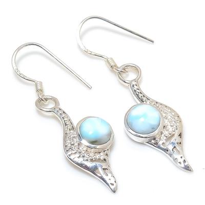 Natural Republic Larimar Gemstone 925 Solid Sterling Silver Earring 1.50" E5V13