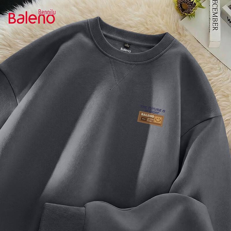 Baleno Men's Heavyweight Letter Graphic Round Neck Sweatshirt